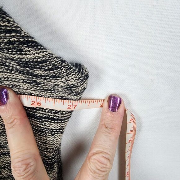 Eileen Fisher Sweater Sz S Cardigan Open Front Organic Linen Black Gray Beachy - Picture 5 of 6